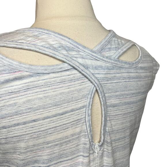 T by Talbots Striped Criss-Cross Back Athletic Cap Sleeve Top Size M - Picture 5 of 8